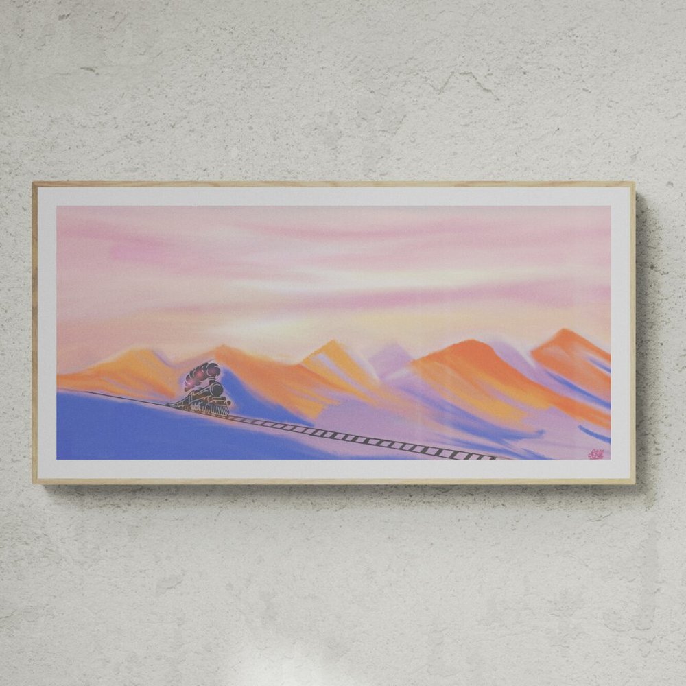 Sunset Train | Modern Wall Art Decor | Minimalist Digital Print